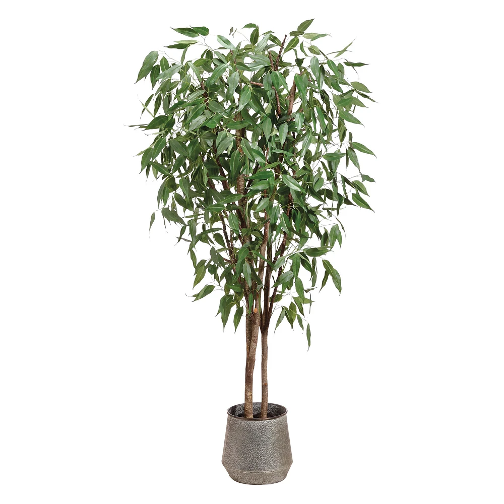 Faux Eucalyptus Tree in Tin Planter, 8'