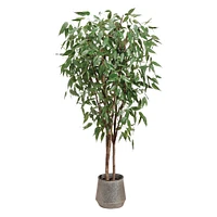 Faux Eucalyptus Tree in Tin Planter, 8'