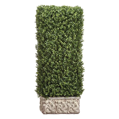 Faux Boxwood Hedge in Stone Planter, 48"