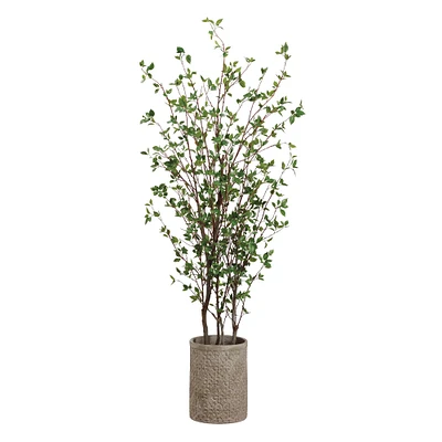 Faux Cornus Tree in Cement Pot, 7'