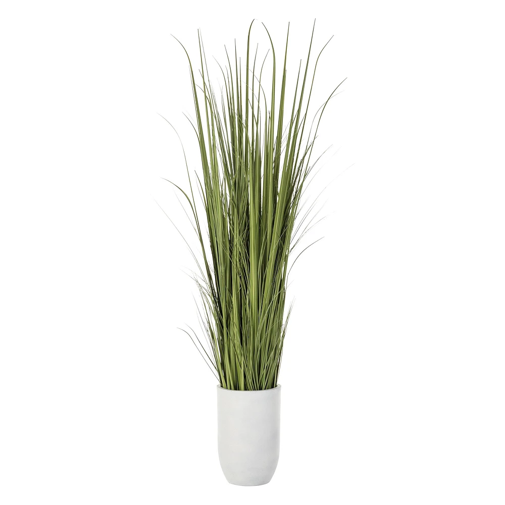 Faux Wild Grass White Cement Planter, 84"-96"