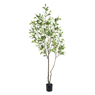 Faux Laurel Tree in Plastic Pot, 96"