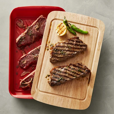 Williams Sonoma Grill Marinade Tray with Wood Lid