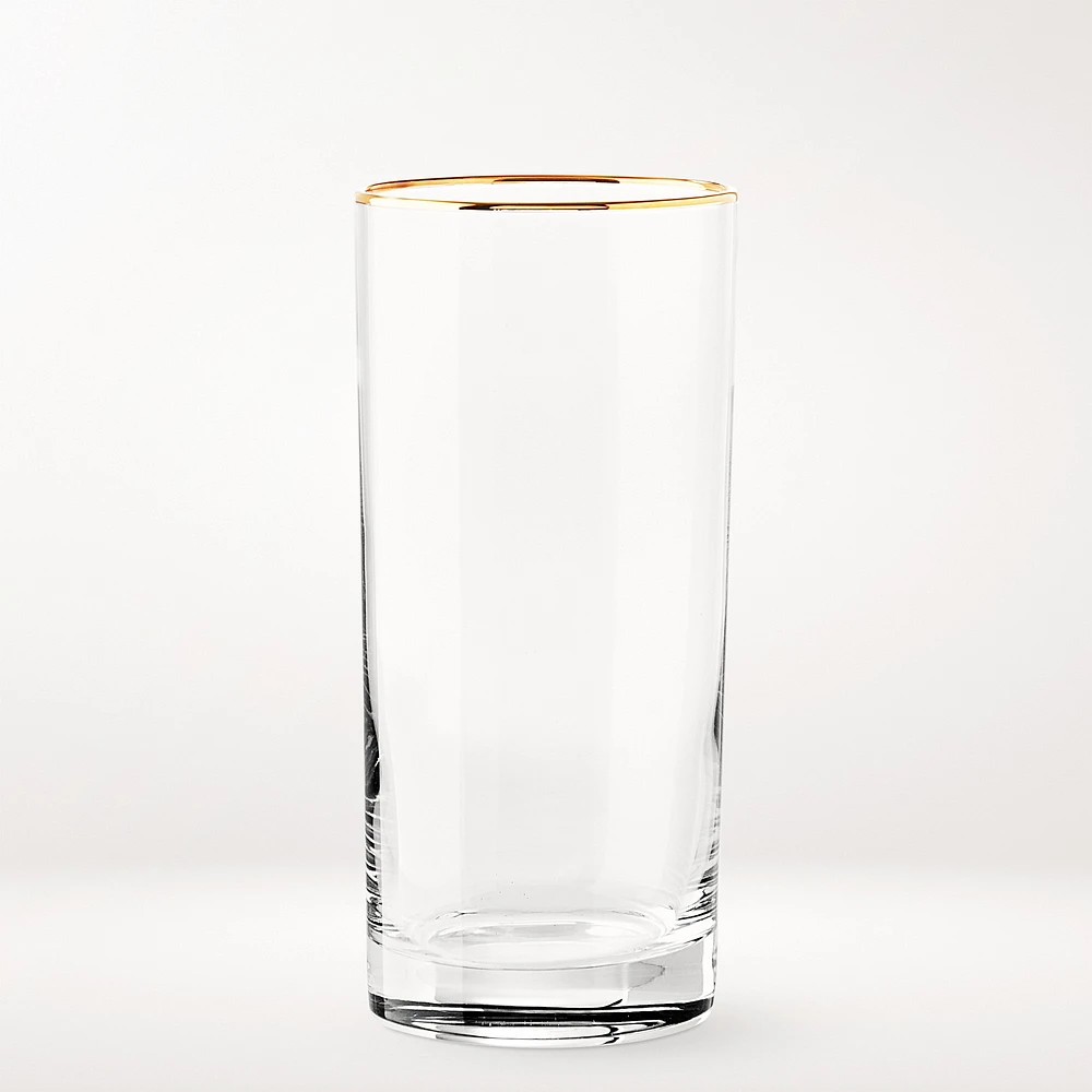 Gold Rim Highball Glasses, Set of 4