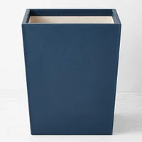 Blue Faux Leather Wastebasket