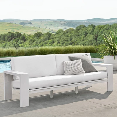 Larnaca Outdoor 96" White Metal Sofa