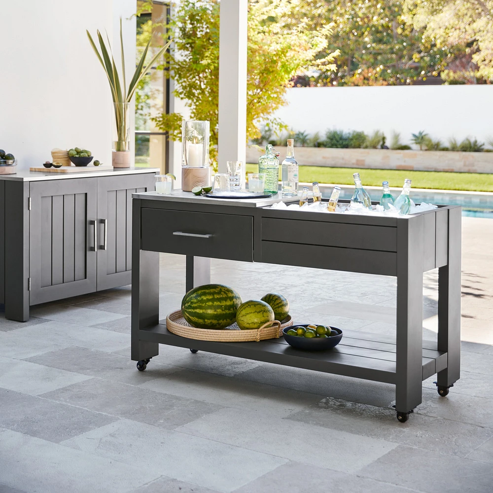 Larnaca Outdoor Slate Grey Metal Prep Table (58")