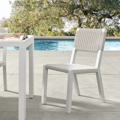 Larnaca Outdoor White Metal x All-Weather Weave Dining Side Chair