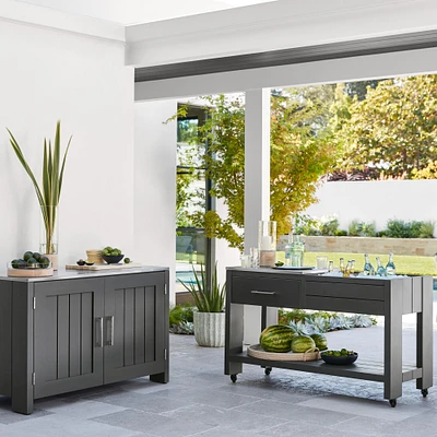 Larnaca Outdoor Slate Grey Metal 2-Door Cabinet