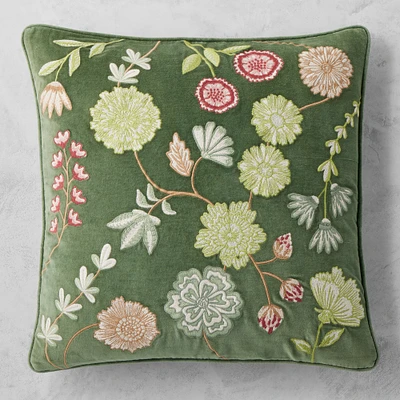 Marcella Velvet Embroidered Pillow Cover