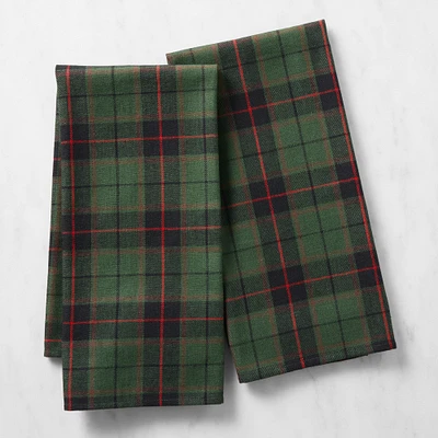 Green Tartan Towels, Set of 2