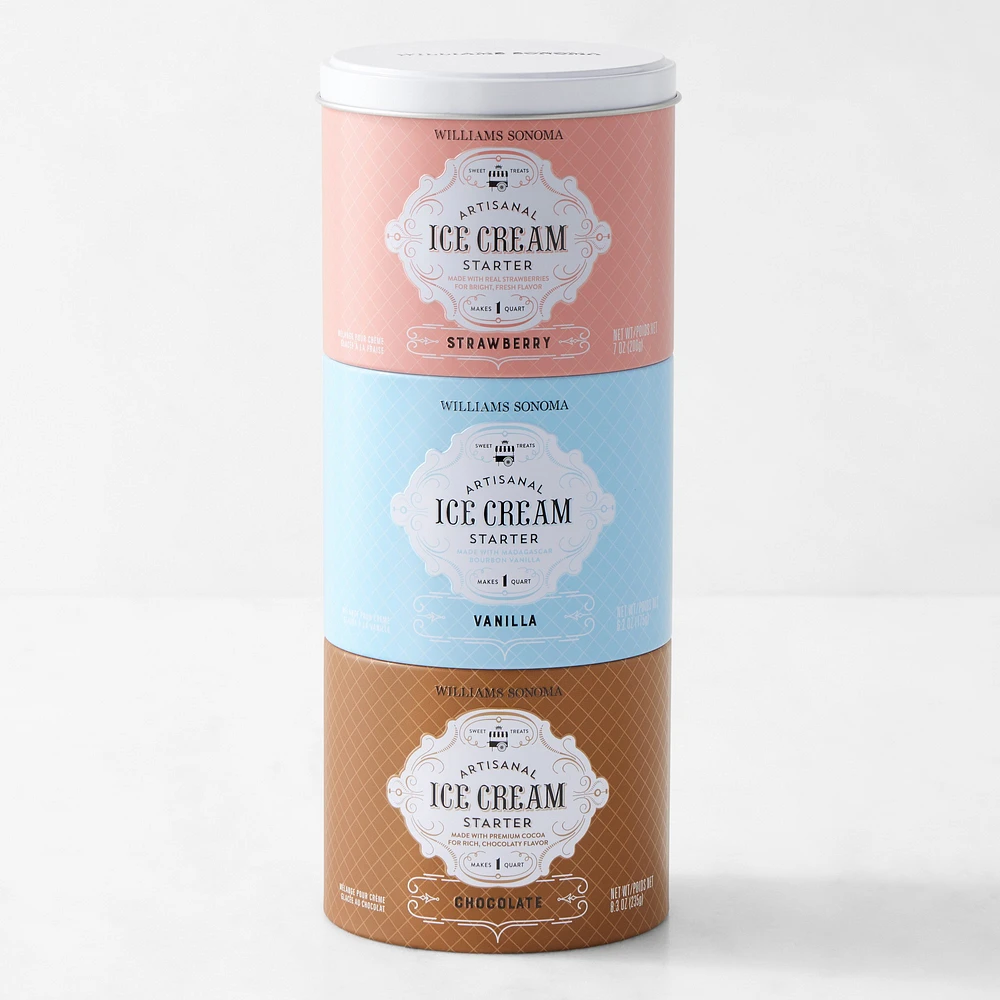 Williams Sonoma Ice Cream Starter Sampler: Vanilla, Chocolate, Strawberry