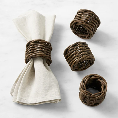 Dark Woven Napkin Rings, Set of 4