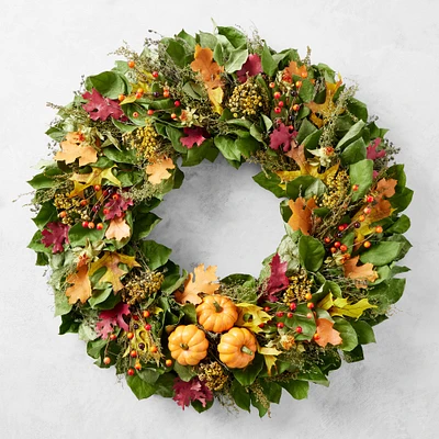 Fall Pumpkin Live Wreath & Garland