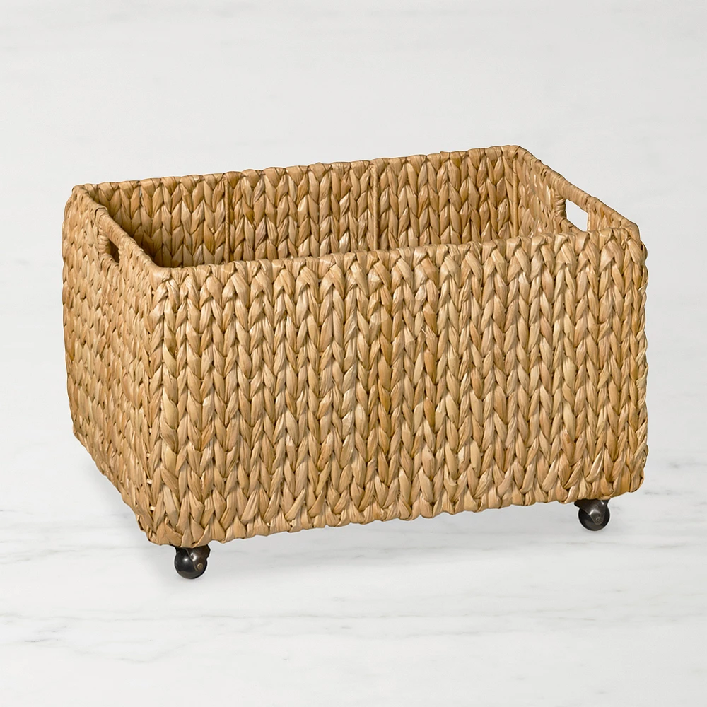 Nantucket Woven Seagrass Rectangular Bin on Wheels