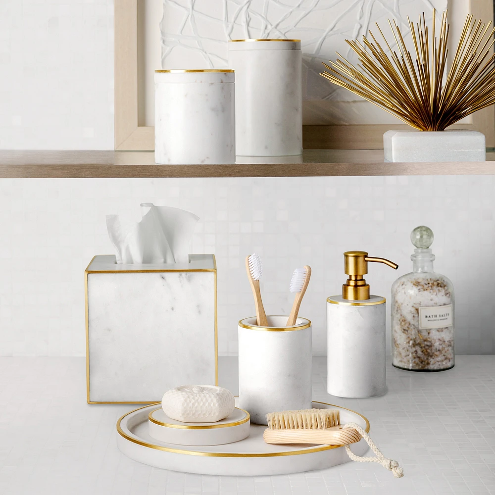 White Marble and Brass Bath Collection