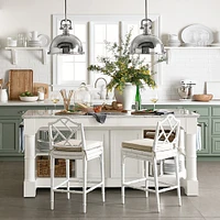 Barrelson Kitchen Island with Marble Top, Polished Nickel (84")