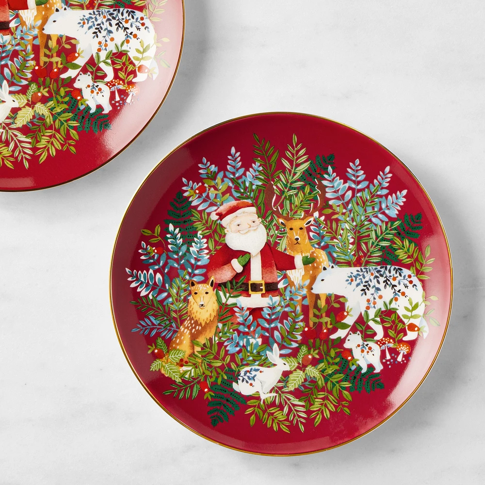 OPEN BOX: Christmas Forest Salad Plates, Set of 4