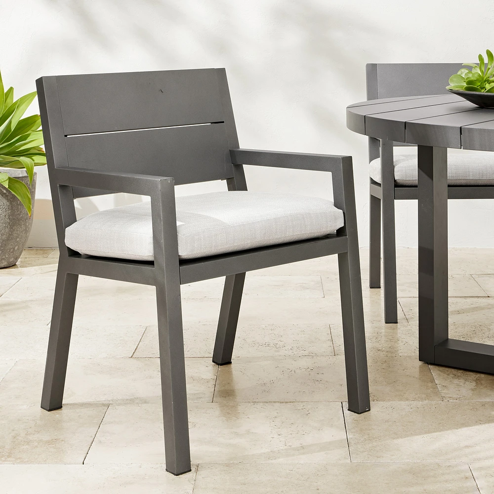 Larnaca Outdoor Slate Grey Metal Dining Armchair