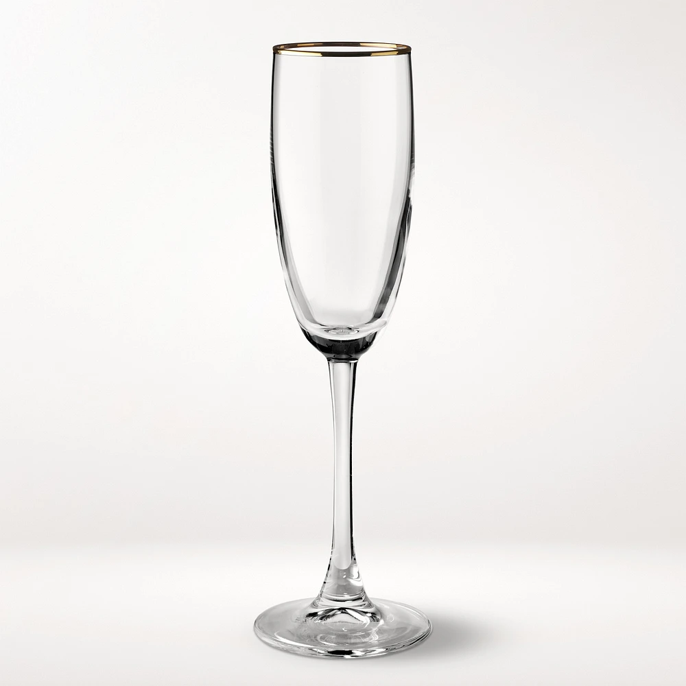 Gold Rim Champagne Flutes, Set of 4