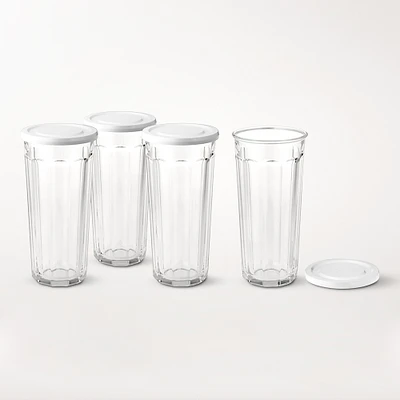 Working Glasses with Lids, Set of 4