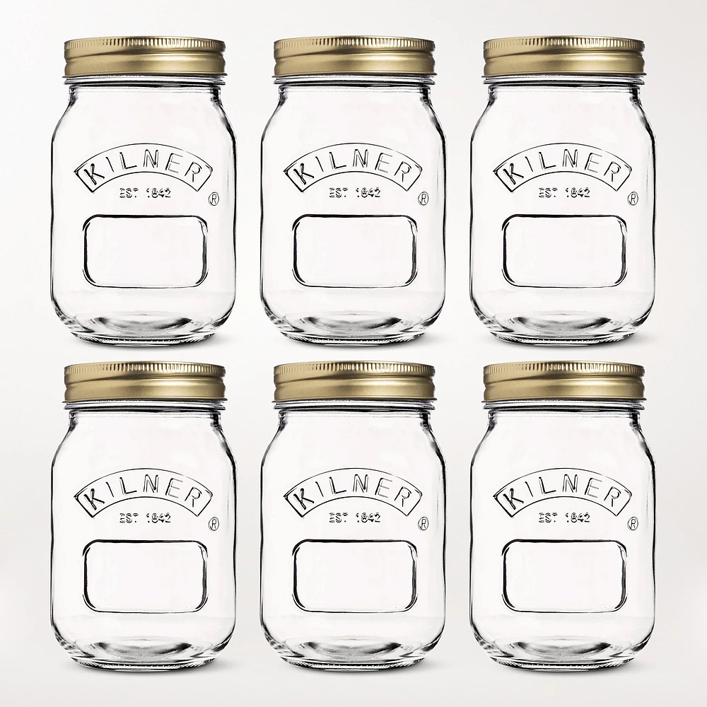 Kilner Round Canning Jar, 17 oz, Set of 6