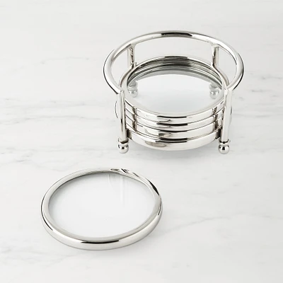 Stainless Steel and Glass Coasters, Set of 4