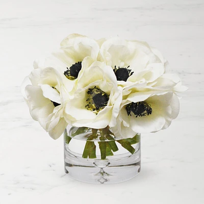 Faux Anemone Arrangement in Glass Vase