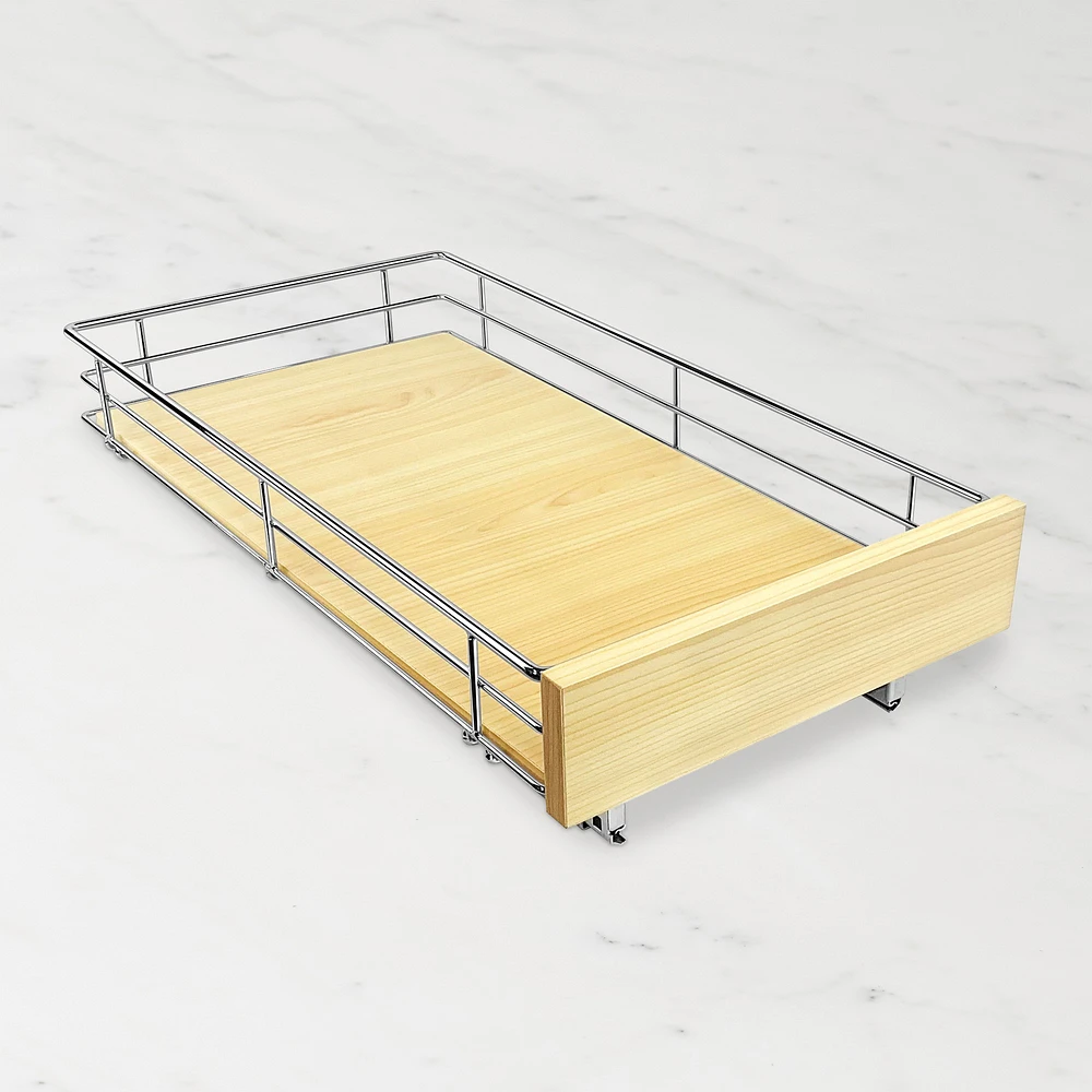 Lynk Slide Out Drawer, Wood & Chrome