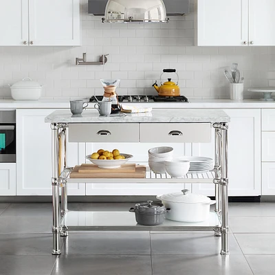 Modular Kitchen Island with Marble Top