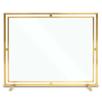 Floating Glass Single Panel Fireplace Screen