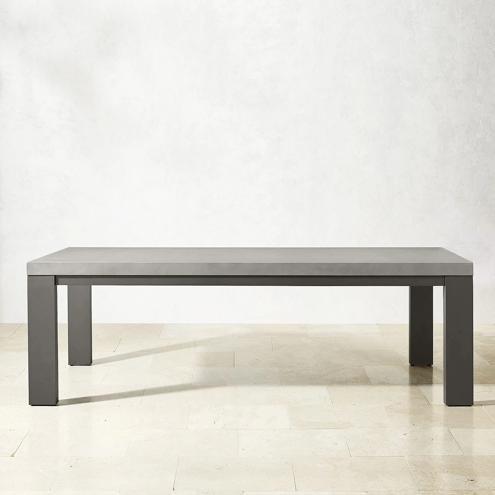 Larnaca Outdoor Slate Grey Metal Fiberstone Dining Table (96"-108")