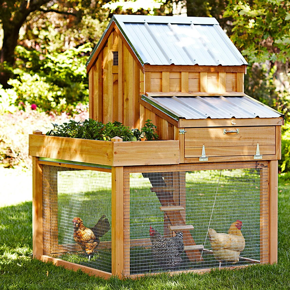 Cedar Chicken Coop & Run with Planter