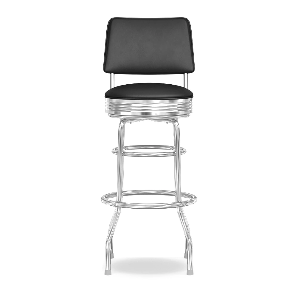 OPEN BOX: Cushion-Back Diner Stool, 30", Black