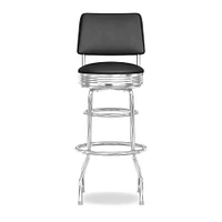 Upholstered Cushion-Back Diner Stool