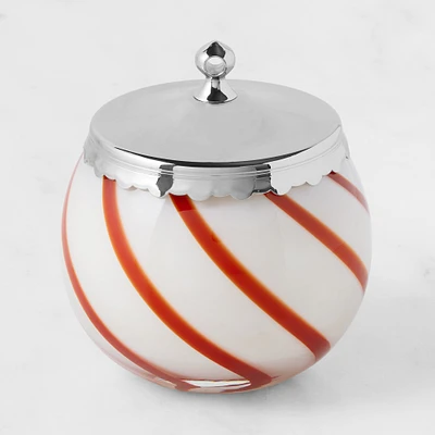 Williams Sonoma Peppermint Swirled Glass Candle