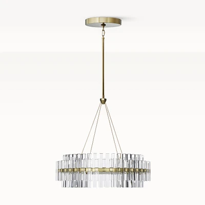 Phoebe Round LED Crystal Chandelier, Antique Brass