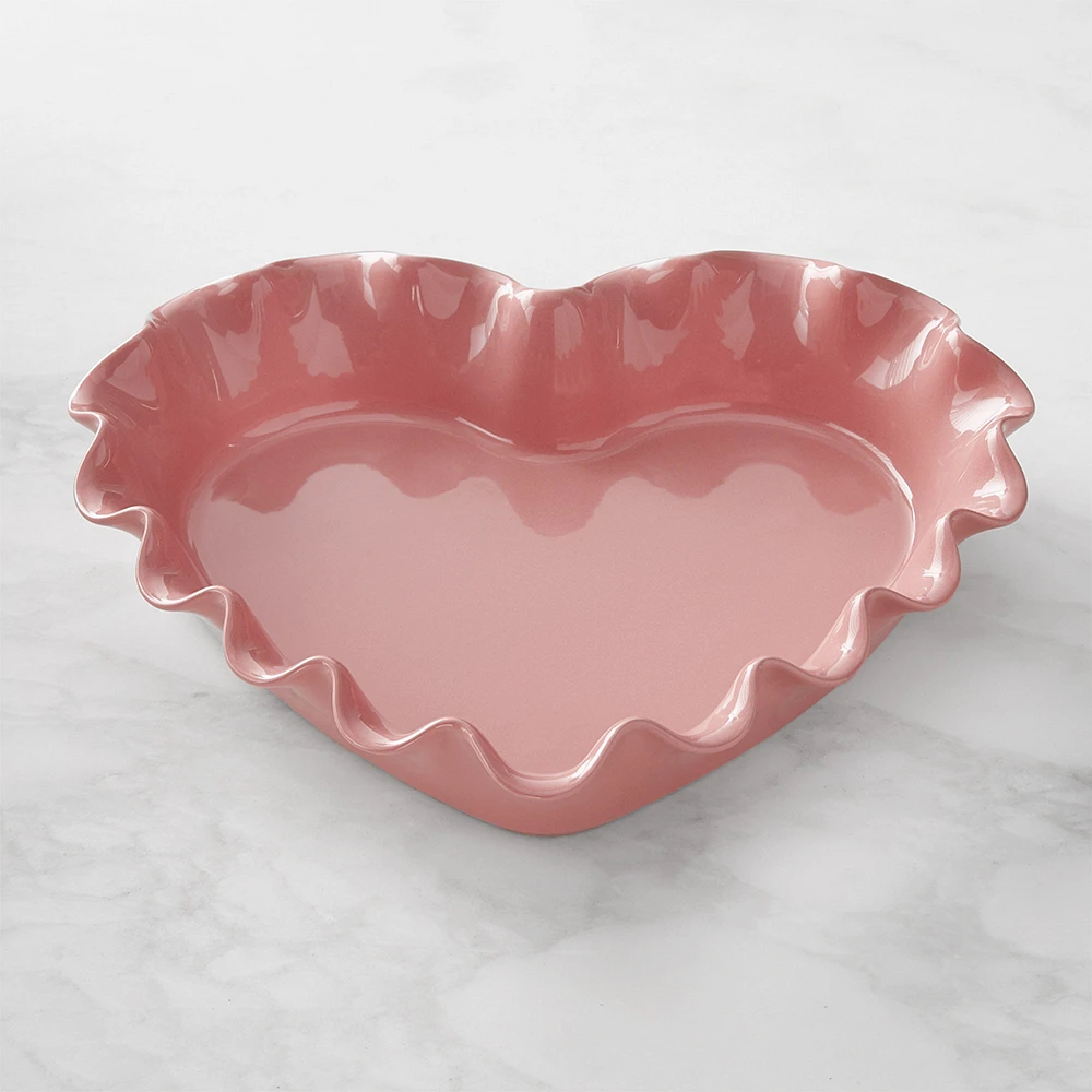 Emile Henry French Ceramic Ruffle Heart Pie Dish