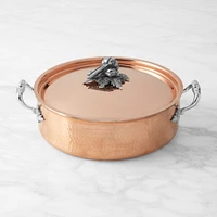 Ruffoni Opus Cupra Hammered Copper Braiser with Tomato, Pepper, and Pea Knob, 7-Qt.