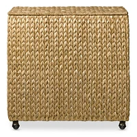 Nantucket Woven Seagrass Double Hamper on Wheels