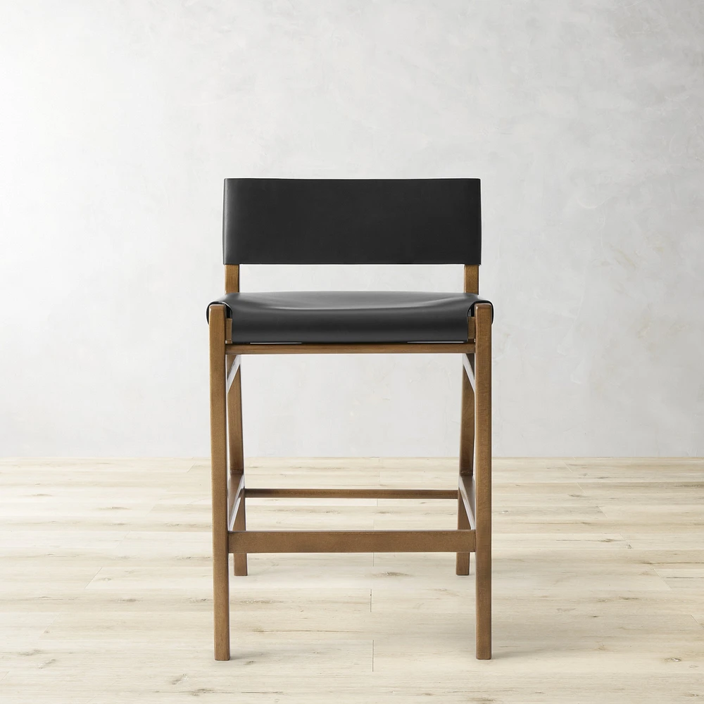 Stratton Leather Slung Counter Stool