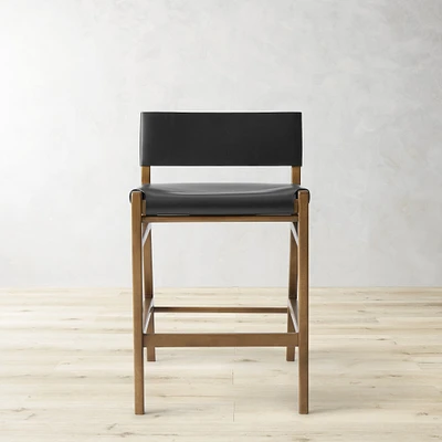 Stratton Leather Slung Counter Stool