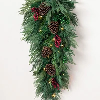 OPEN BOX: Balsam Hill Outdoor Winter Evergreen Swag, 36", LED Clear