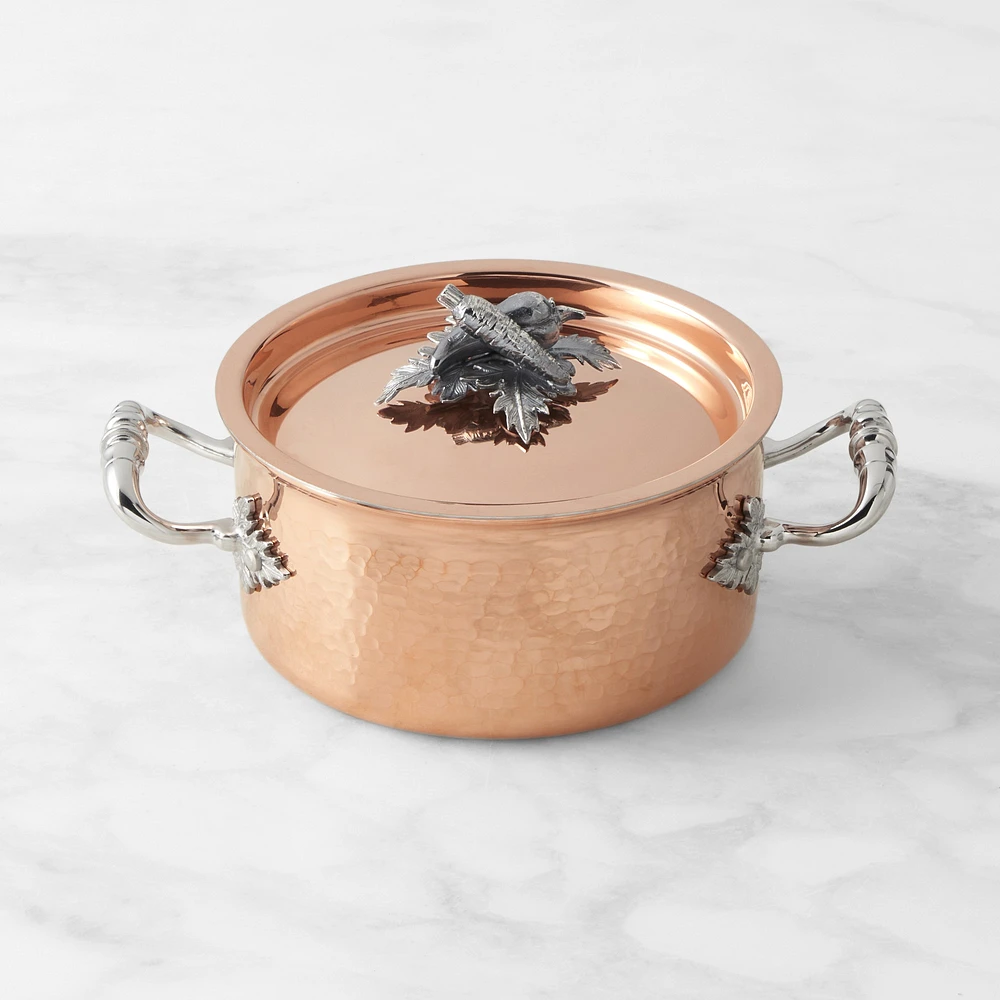 Ruffoni Opus Cupra Hammered Copper Sauce Pot with Carrot Knob, 1 1/2-Qt.