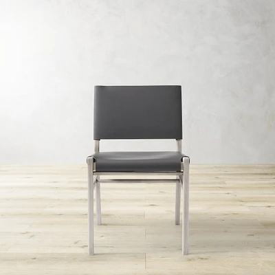 OPEN BOX: Stratton Slung Leather Side Chair, Silverstone