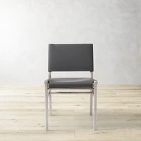 OPEN BOX: Stratton Slung Leather Side Chair, Silverstone