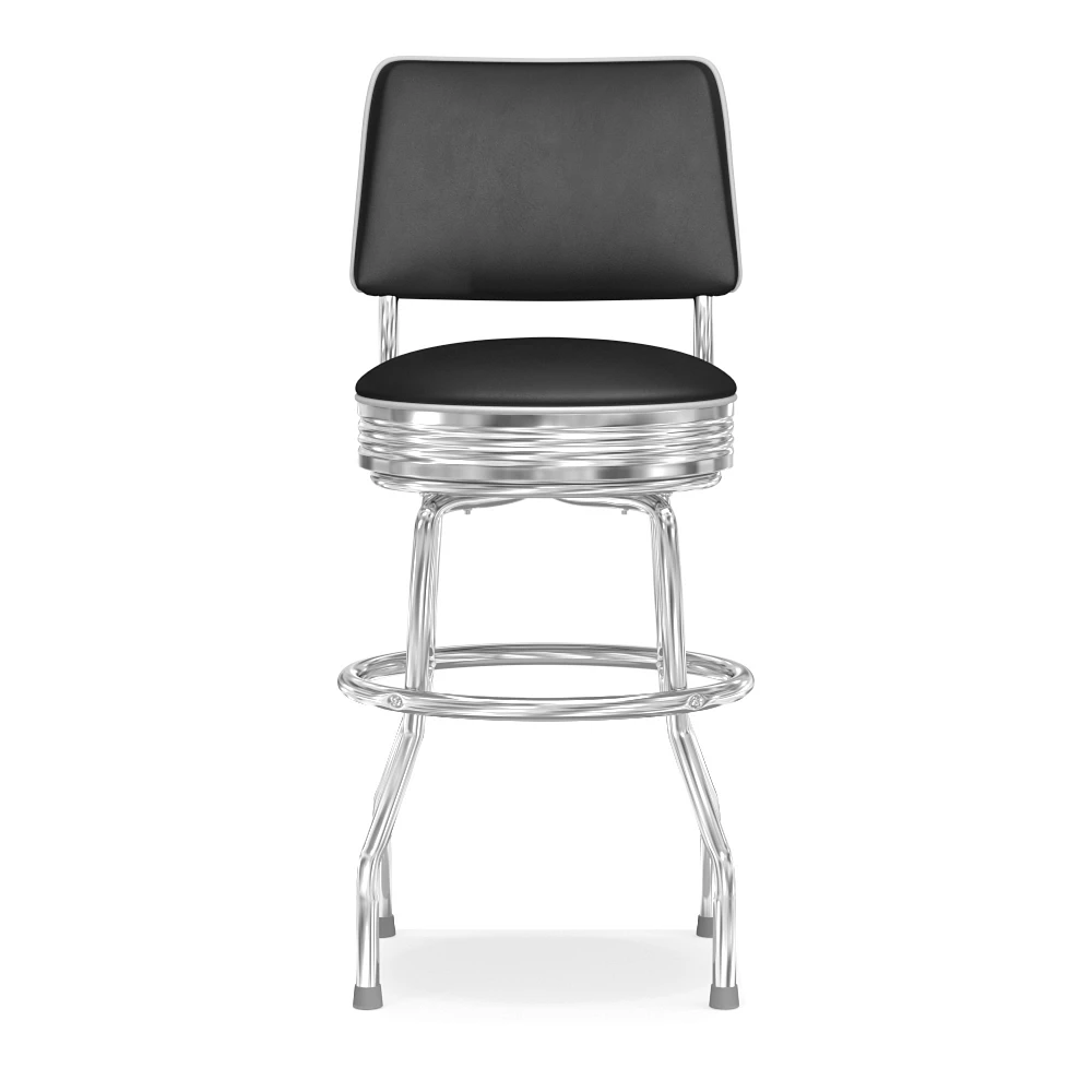 Upholstered Cushion-Back Diner Stool