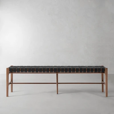 OPEN BOX: Stratton Bench, 66", Rustic Black Leather