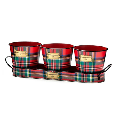 MacKenzie-Childs Tartan Herb Pots, Set Of 3