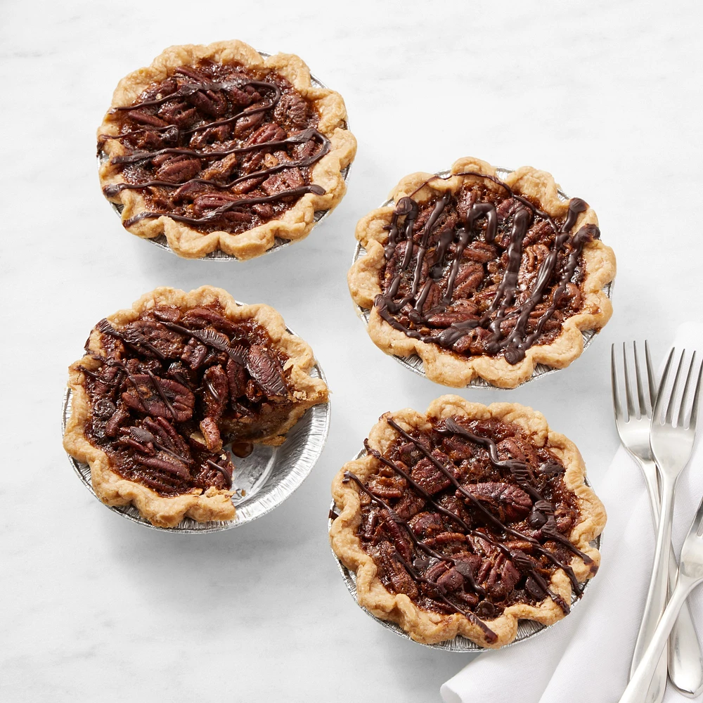 Bourbon Chocolate Pecan Mini Pies, Set of 4